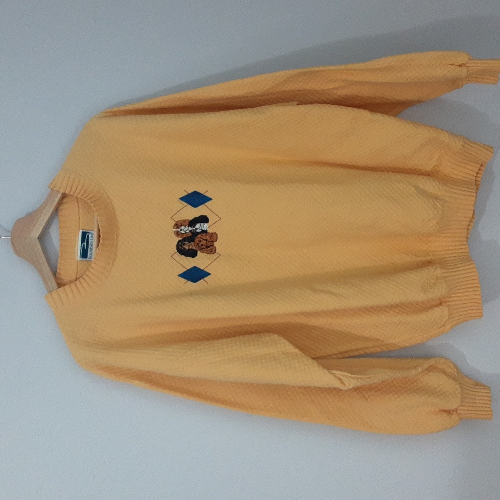Vintage Cotton Sweater Embroidered Spaniel Dogs